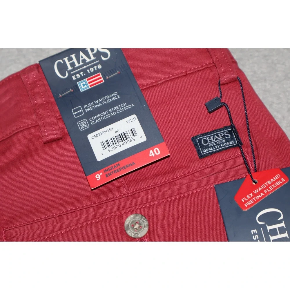 Chaps Coastland Wash Shorts Mens 40 Red Flex Comfort Stretch Chino 9